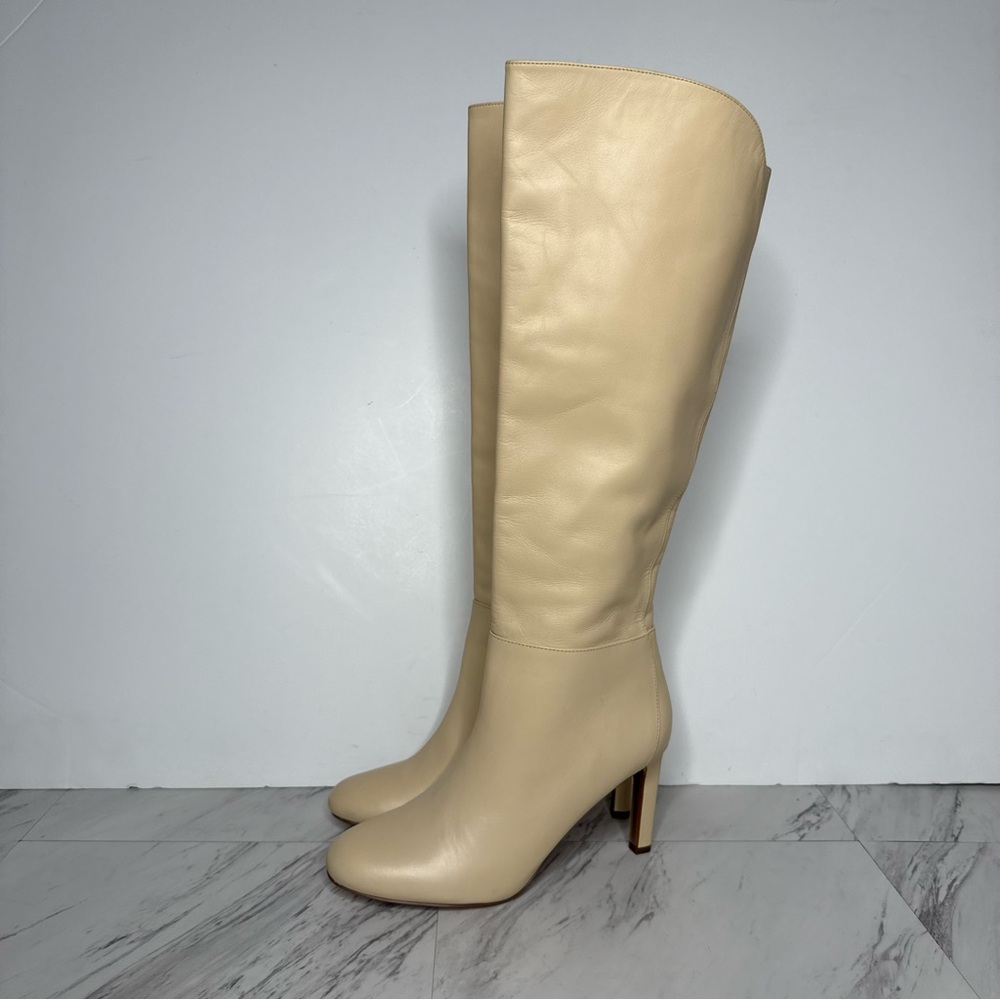 Sam Edelman Shauna Eggshell Leather Tall Heeled Boots 7 1/2 M - Picture 16 of 16